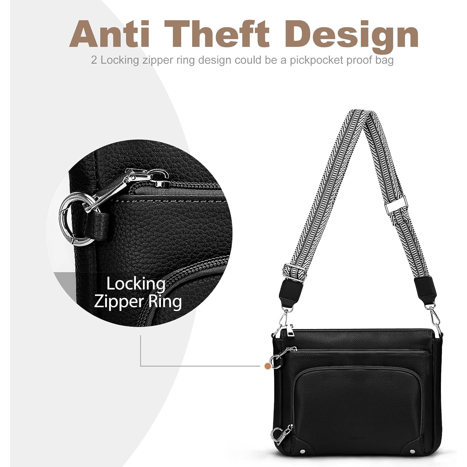 Anti-Theft Crossbody Purse For Women, Crossbody Shoulder Bag With Built-In Wallet & Rfid Blocking For Travel Workout
