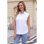 Womens Sleeveless Button Down Shirts Wrinkle Free Solid Business Casual Blouses For Women Office Work Tops