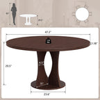 47.2-Inch Round Dining Table, Kitchen Table For 4-6, Farmhouse Circle Dining Room Table, Space Saving Wood Kitchen & Dining Room Furniture, Black Oak