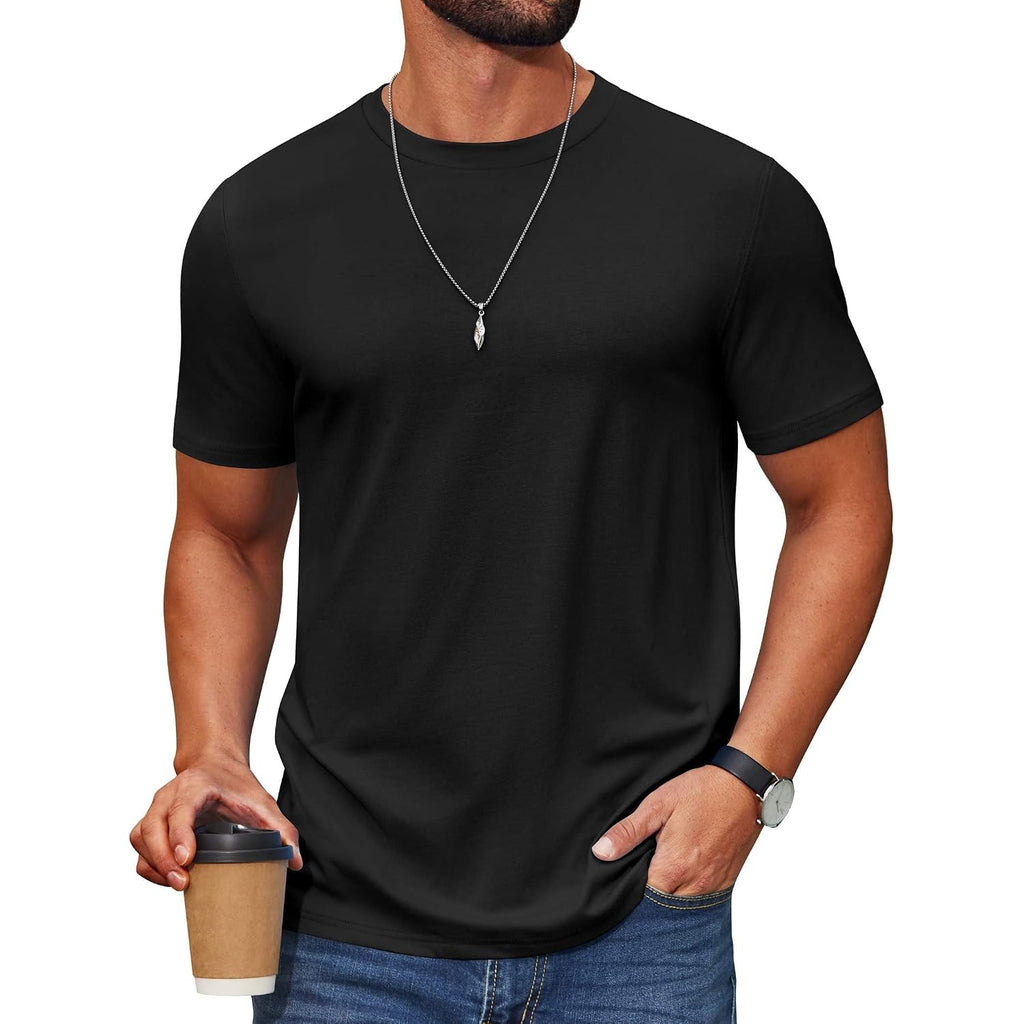 Coofandy Men'S T Shirt Short Sleeve Cotton Blend T-Shirts Crew Neck Casual Summer Basic Tee Shirts