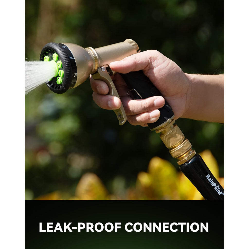 Rainpoint Garden Hose Quick Connectors, Heavy Duty Solid Brass 3/4 Inch Ght, Universal Leak-Proof Fittings For Easy Water Hose Connection (2 Sets)