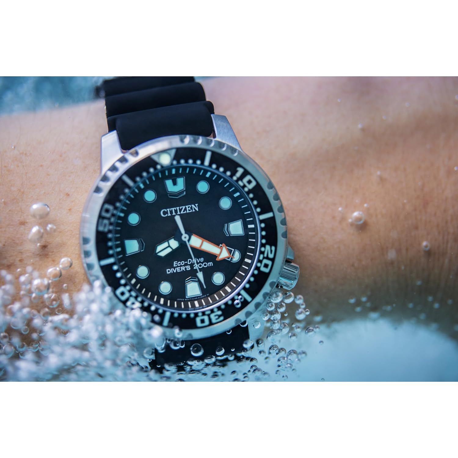 Citizen Promaster Dive Eco-Drive Watch, 3-Hand Date, Iso Certified, Luminous Hands And Markers, Rotating Bezel