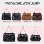Suede & Leather Tote Bag For Women,Soft Leather Shoulder Handbags For Ladies,Satchel Purse For Travel Work