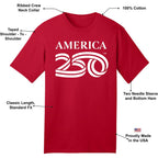 Shirt, Cotton Tee 5.4Oz, Usa 250Th Anniversary Merchandise | Official America 250 Merchandise, Unisex, Crew Neck, Large Logo Design