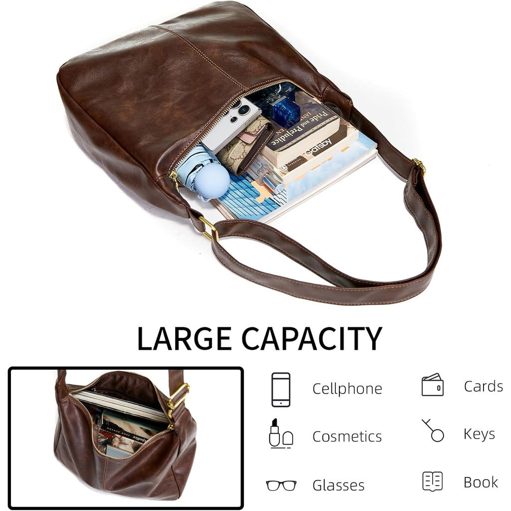 celestina Hobo Bags for Women, Ultra Soft Foldable Vegan Leather Shoulder Handbag, Stylish Slouchy Tote Purses