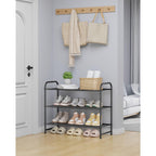 Kitsure Shoe Rack - Stainless Steel Shoe Organizer, Sturdy Shoe Rack For Closet And Front Door Entrance, Free Standing Shoe Shelf, Closet Organizers And Storage, 25.6" Wide - 3 Tier, Black