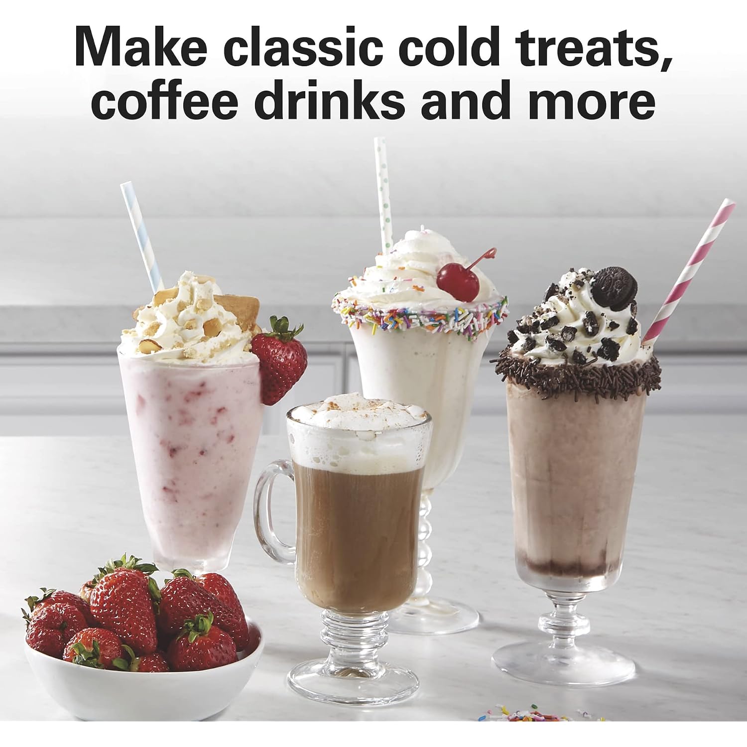 Hamilton Beach Drinkmaster Electric Drink Mixer, Retro Milkshake Maker & Milk Frother, 2 Speeds, Extra-Large 28 Oz. Stainless Steel Cup, Classic Chrome