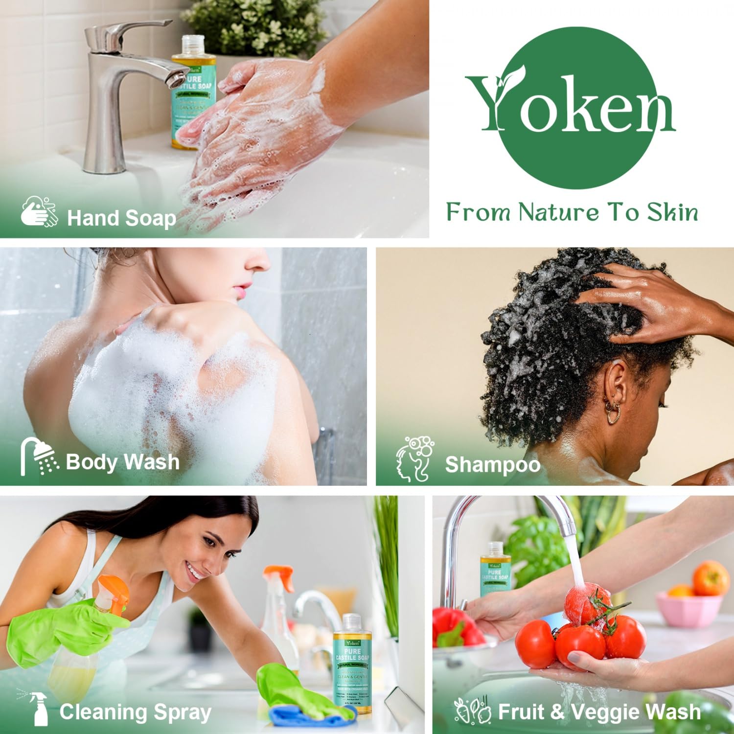 Yoken Pure Castile Liquid Soap 8 Oz Unscented With Organic Oil Ewg Verified