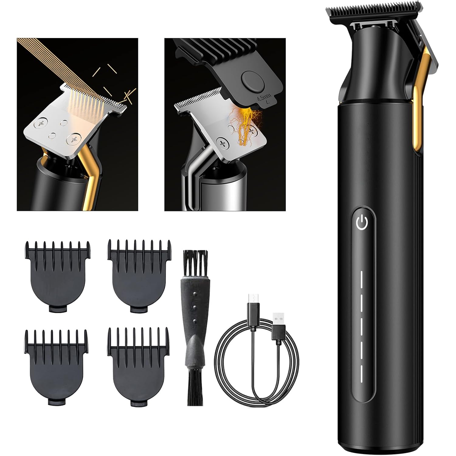 Hair Trimmer For Men,Professional Barber Trimmer,Cordless T-Blade Hair Clippers Precision Edgers T Liners Rechargeable Beard Trimmer,Waterproof Haircut Kit,Long-Lasting Battery