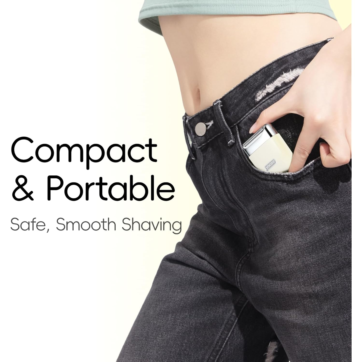 yoose Electric Razors for Women, IPX7 Alloy Body Bikini Trimmer for Women (USB-C, Trimmer Comb, Multi Shaving Modes), Portable Size, Porcelain White