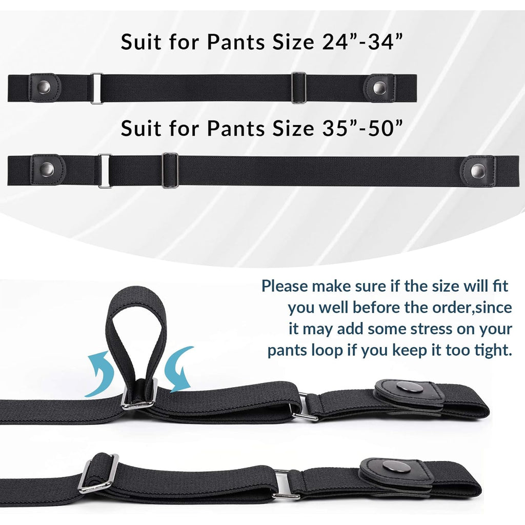 WERFORU 3 Pack 4 Pack No Buckle Invisible Stretch Belt Buckle-Free Elastic Belt for Women and Men