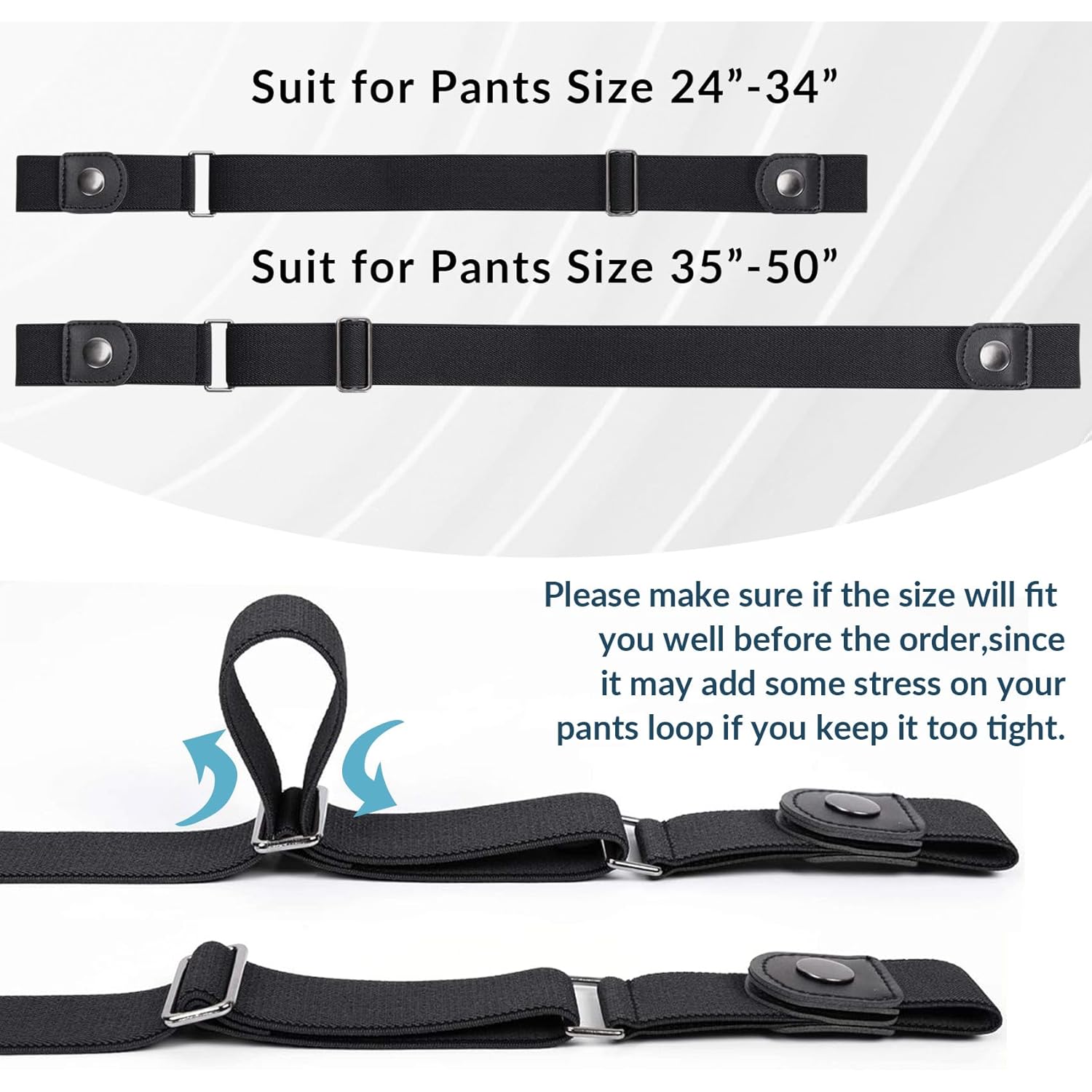 WERFORU 3 Pack 4 Pack No Buckle Invisible Stretch Belt Buckle-Free Elastic Belt for Women and Men