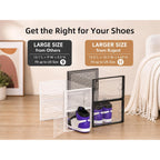 Kuject X-Large Shoe Storage Boxes Organizers Clear Plastic Stackable 12 Pack, Shoe Rack & Holder Substitute, Sneaker Containers, Toy Storage Organizer Bins For Entryway, Closet, Under Bed, Black