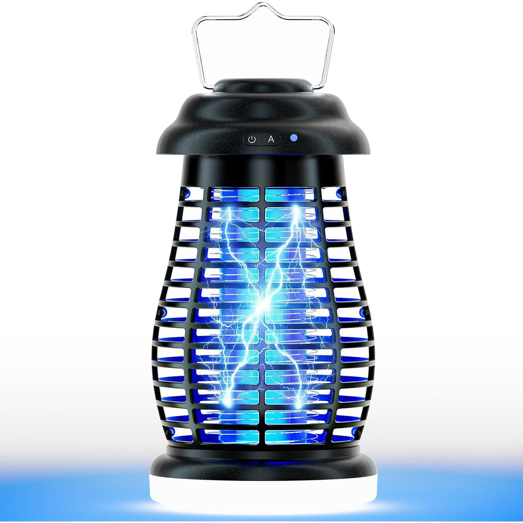 Bug Zapper Outdoor & Indoor,Cordless Portable Mosquito Zapper With Rechargeable 4800Mah Battery & Auto On/Off,Mosquito Repellent Outdoor Patio,Electric Fly Trap For Camping,Kitchen,Backyard,Patio