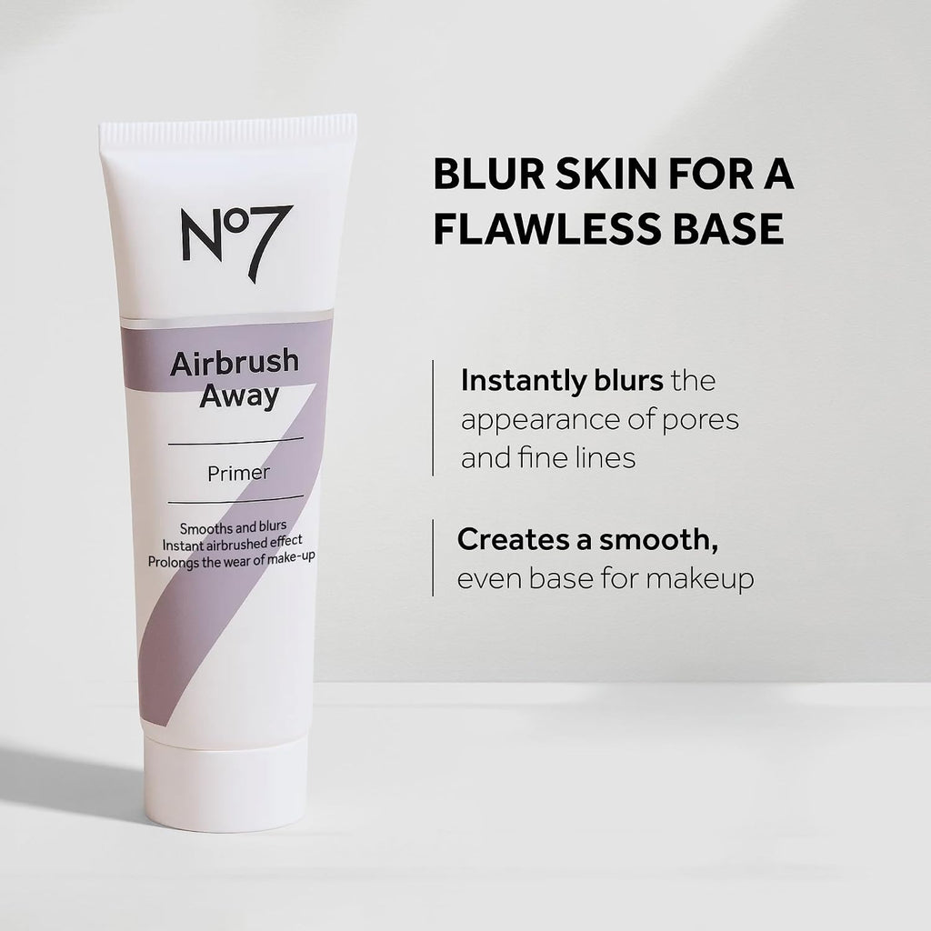 No7 Airbrush Away Face Primer - Hydrating Makeup Primer With Hyaluronic Acid - Helps To Smooth The Appearance Of Fine Lines & Wrinkles For Seamless Makeup Application (30Ml)