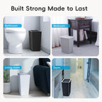 4 Gallon Trash Can 3 Packs, Bedroom Trash Can With Lid & Trash Bags | Small Garbage Can Press-Top For Dog & Child Proof, Oder Seal, Waste Basket For Bedroom, Office, Living Room, Bathroom (Multi)