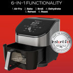 Instant Pot Vortex Plus 6Qt Air Fryer With Odor Erase Technology,6-In-1 Functions That Crisps,Roasts, Broils,Dehydrates, Bakes & Reheats, 100+In-App Recipes, From The Makers Of Instant Pot,1700W,Black