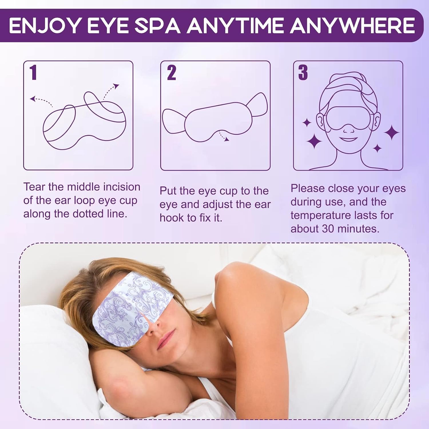 24 Pack Steam Eye Masks For Dry Eyes, Self Heated Steam Warm Eye Mask, Disposable Heated Eye Mask For Dark Circles, Puffy Eyes, Relief Stress Eye Fatigue (Unscented)