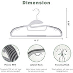 Bagail Plastic Hangers 50 Pack With Non-Slip Design,0.2 Inches Thick, 360°Swivel Hook Space Saving Organizer For Bedroom Closet,Shirts,Pants(Grey- S Shaped)