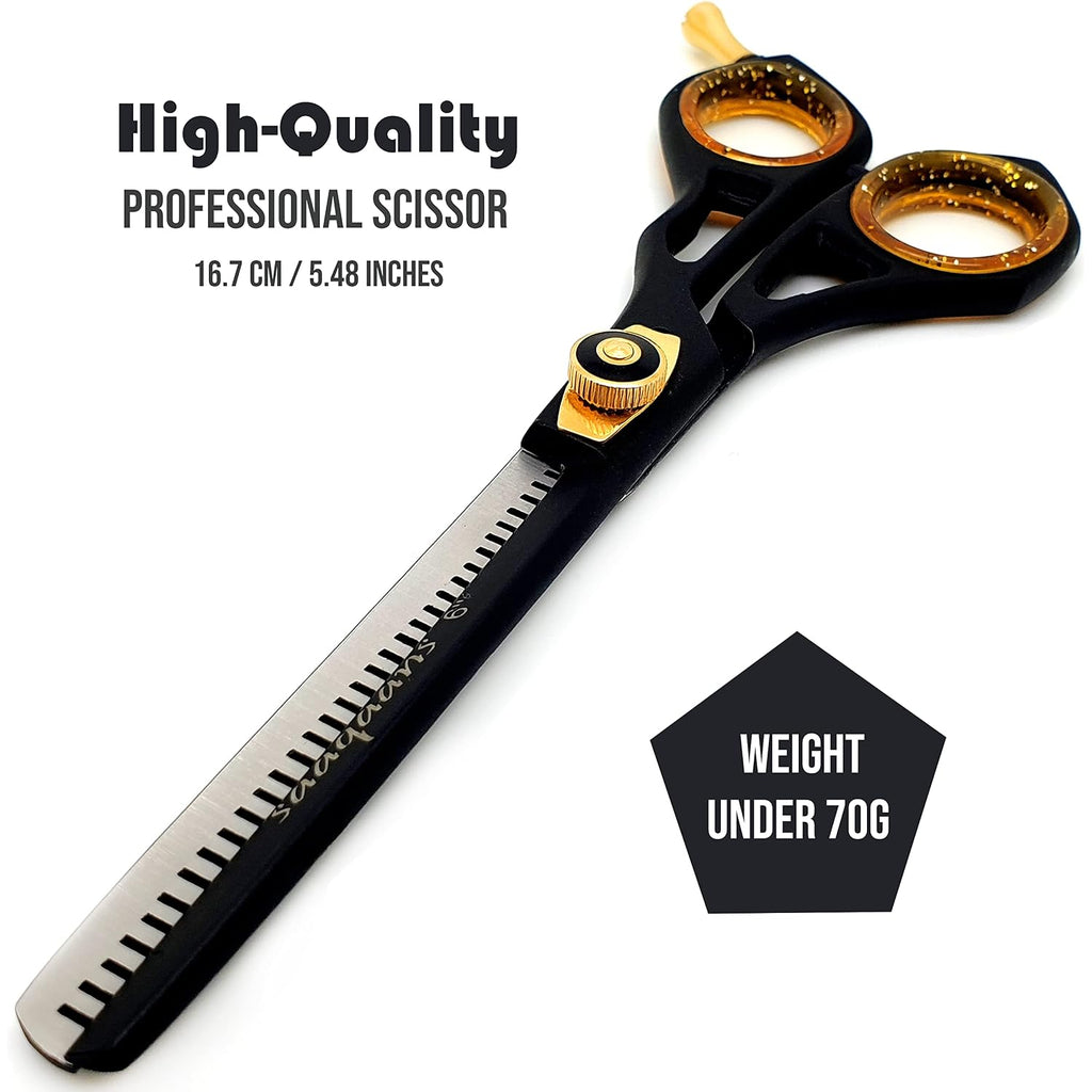 Professional Barber Shears Kit Tools - Hair Cutting Scissors Set For Hairdresser/Hair Salon + Thinning/Texture Hairdressing Haircut Shear For Beautician + Straight Razor + 10 Blades With Case