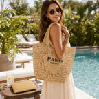 Qzunique Women Straw Woven Bag Summer Shoulder Bag Beach Purse Hobo Vacation Straw Clutch Handbag