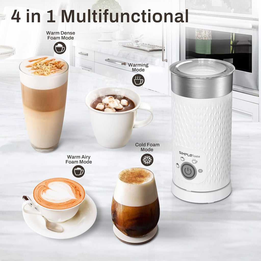Simpletaste Milk Frother, 4-In-1 Electric Milk Steamer, Automatic Warm And Cold Foam Maker And Milk Warmer For Latte, Cappuccinos, Macchiato, Hot Chocolate