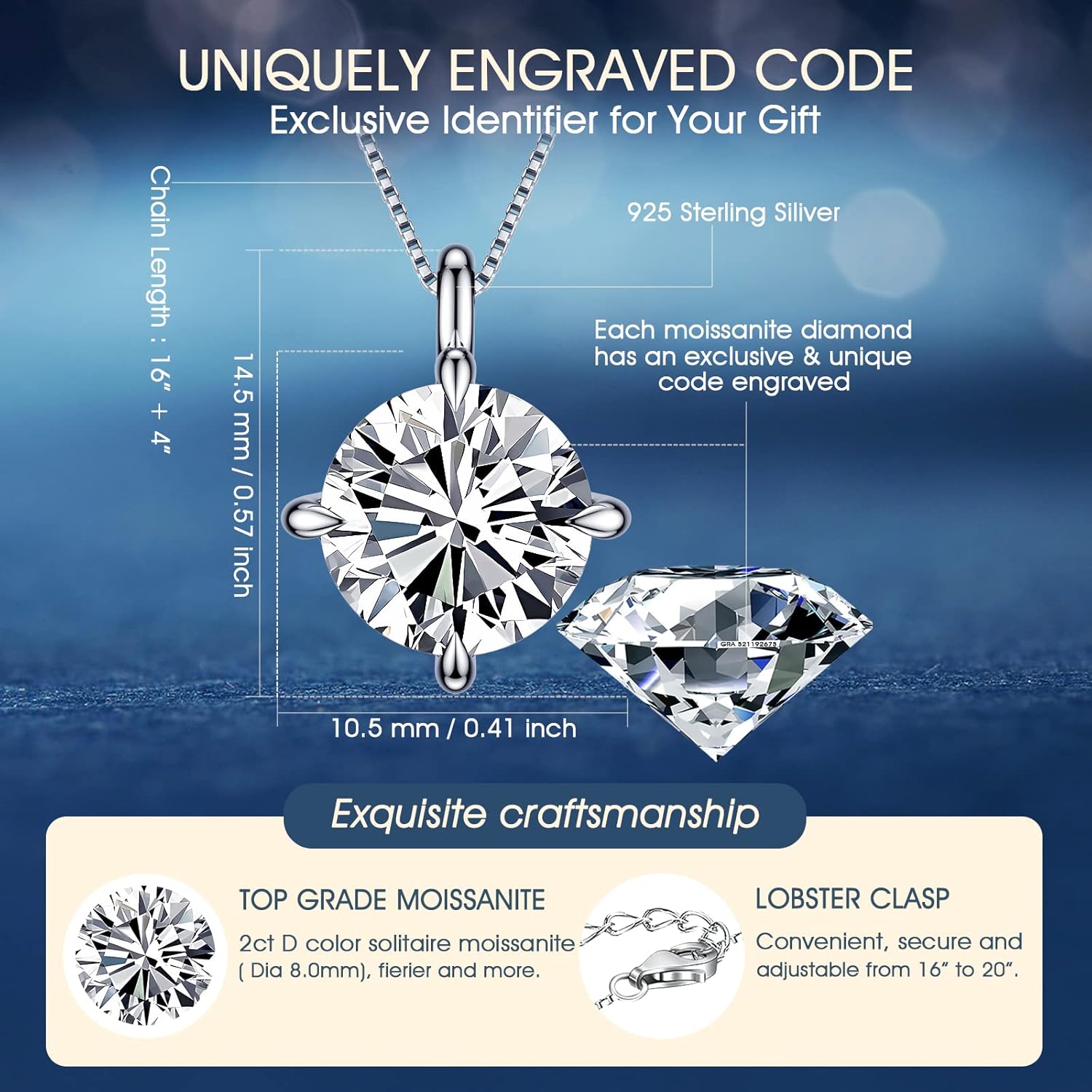 Beam & Bask Adult Daughter Necklace from Mom Dad, Birthday Wedding Graduation Pendant for Daughter from Mother Father, Silver Moissanite Jewelry for Her