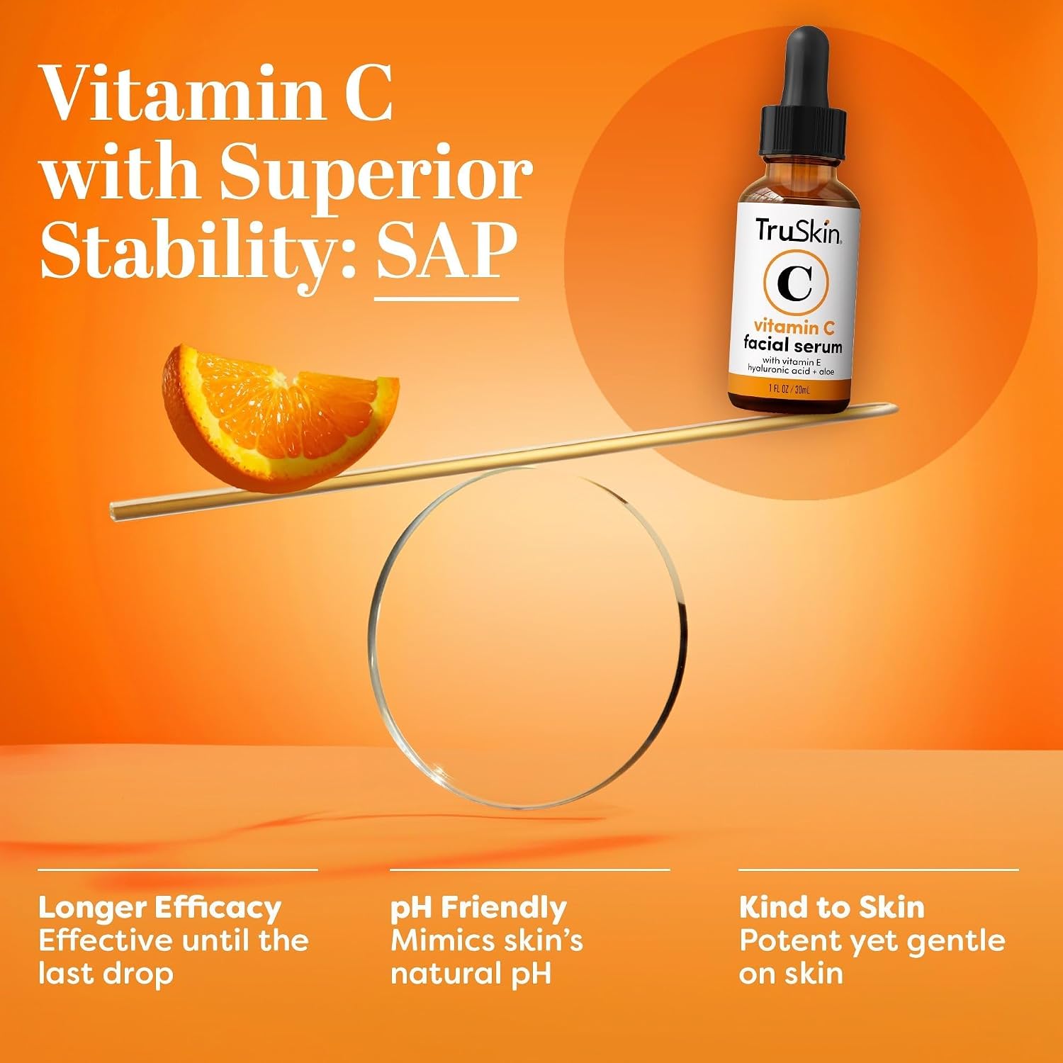 Truskin Vitamin C Serum For Face - Anti Aging Face Serum With Hyaluronic Acid & Vitamin E - Brightening Formula For Improving Appearance Of Dark Spots, Fine Lines & Wrinkles - All Skin Types, 1 Fl Oz