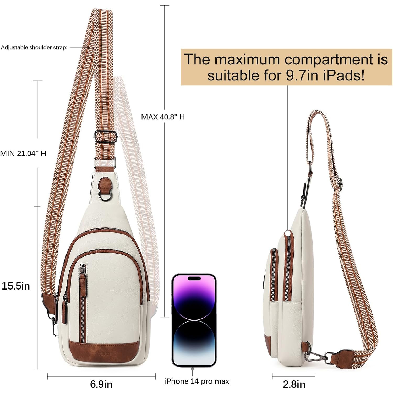 Cluci Crossbody Bags For Women Men,Leather Sling Bag Cross Body Backpack For Woman Gifts For Women Birthday Unique