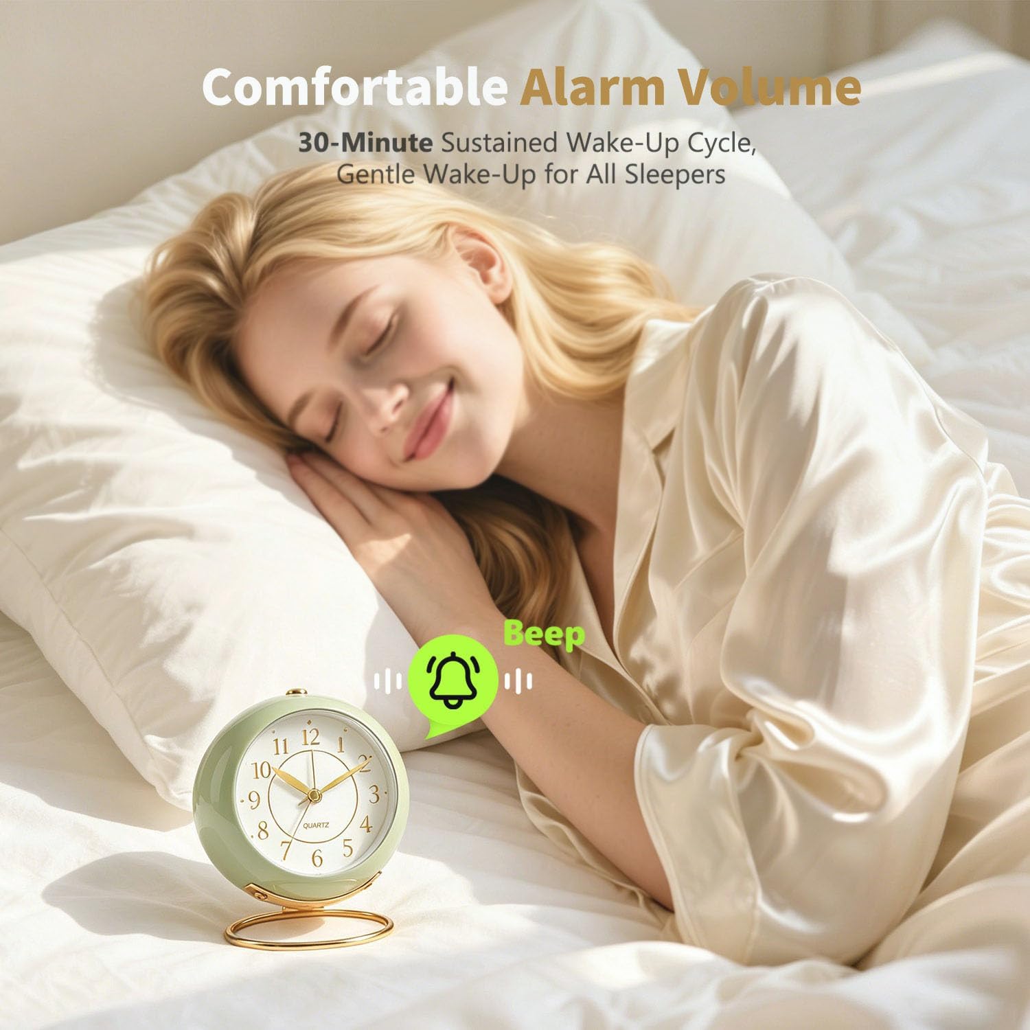 Analog Alarm Clock, Retro Small Desk Clock With Night Light, Cute Simple Design, Silent Non-Ticking, Battery Powered, Backlight Clock For Bedroom,Travel,Kitchen,Bedside Desktop Decor