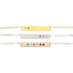 DistinctlyIvy Birthstone Bar Necklace - Choose Crystal Colors, Chain Length, Silver Rose Gold Options - Christmas Mom Gift - DGR DBB