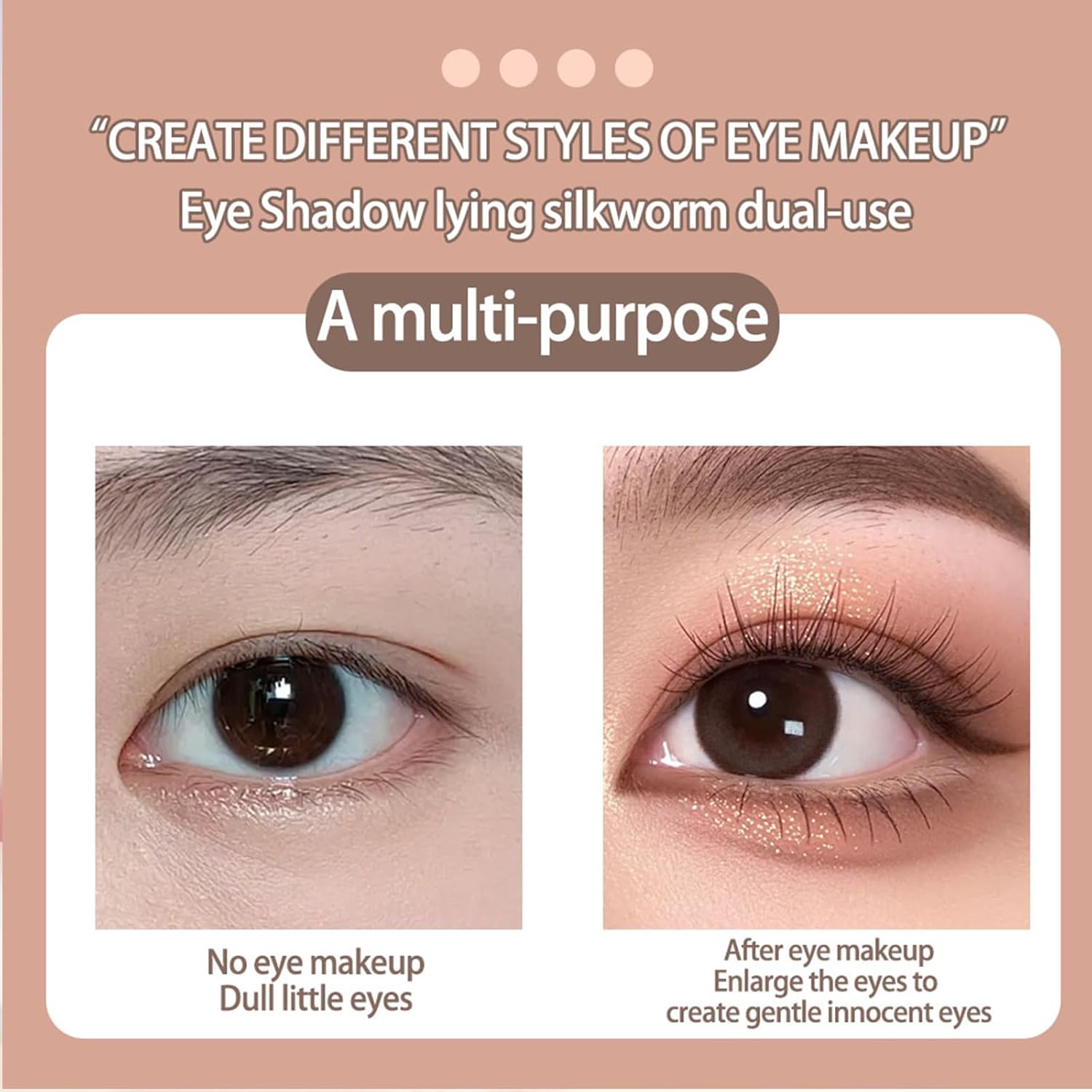 ADMD Two Color Eyeshadow Stick Champagne Gold + Silver Gray Shimmer & Smoky Eye Shadow Pen for Puffiness Reduction, Brightening, Long-Lasting Wear Daily & Evening Makeup(03#)