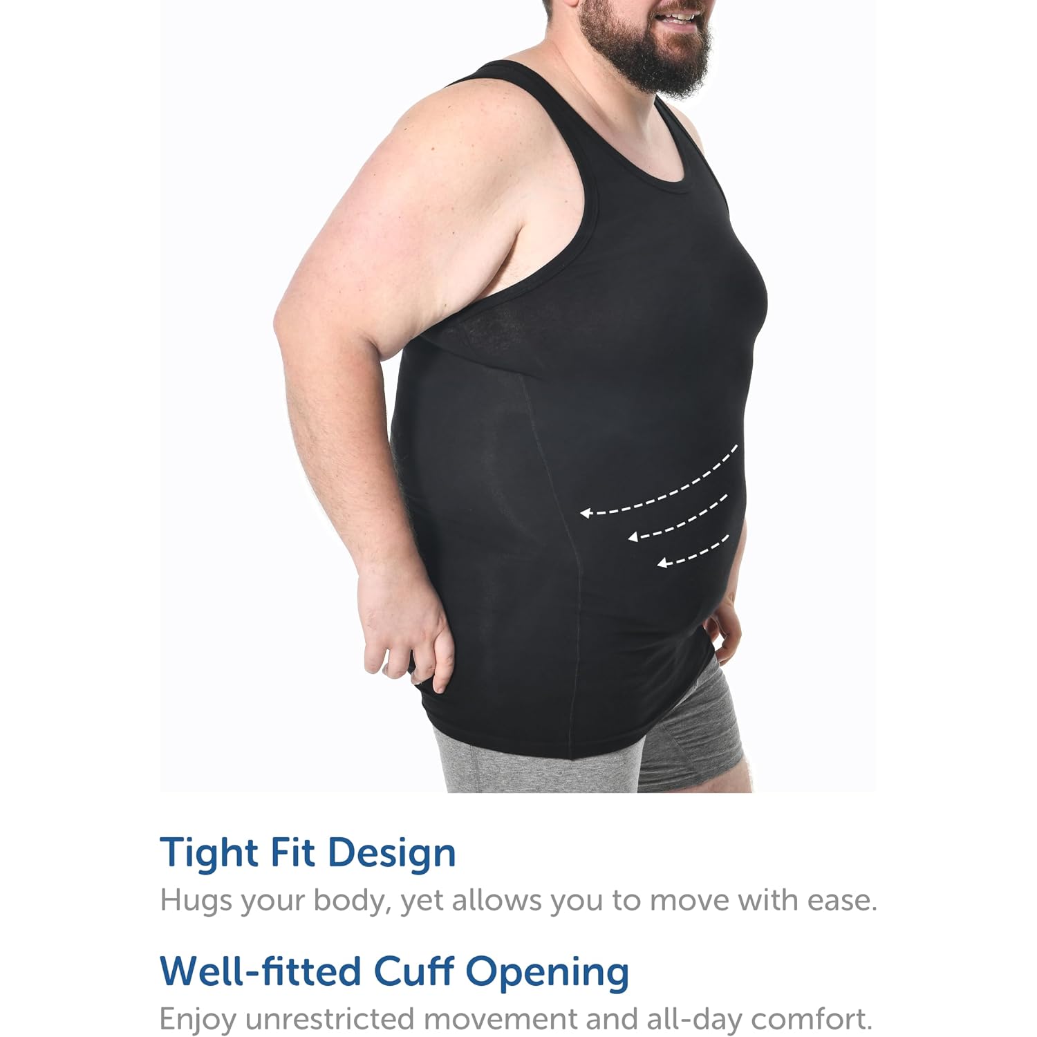 Comfneat Men'S 4-Pack Big & Tall Tight Fit A-Shirts Cotton Spandex Tank Tops Sleeveless Undershirts