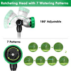 Restmo Heavy Duty Metal Hose Wand, Watering Wand For Garden Hose | 180° Swivel Ratcheting Head, 16'' Hose Sprayer, 7 Spray Patterns, Flow Control, Ideal For Hanging Baskets & Shrubs