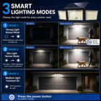 Solar Outdoor Lights Motion Sensor, 2500Lm 286 Led Security Flood Lights With Visual Battery & Mode Display, 3 Lighting Modes, Ip65 Waterproof 3-Head Wide Angle For Garage, Yard, Patio (2 Pack)