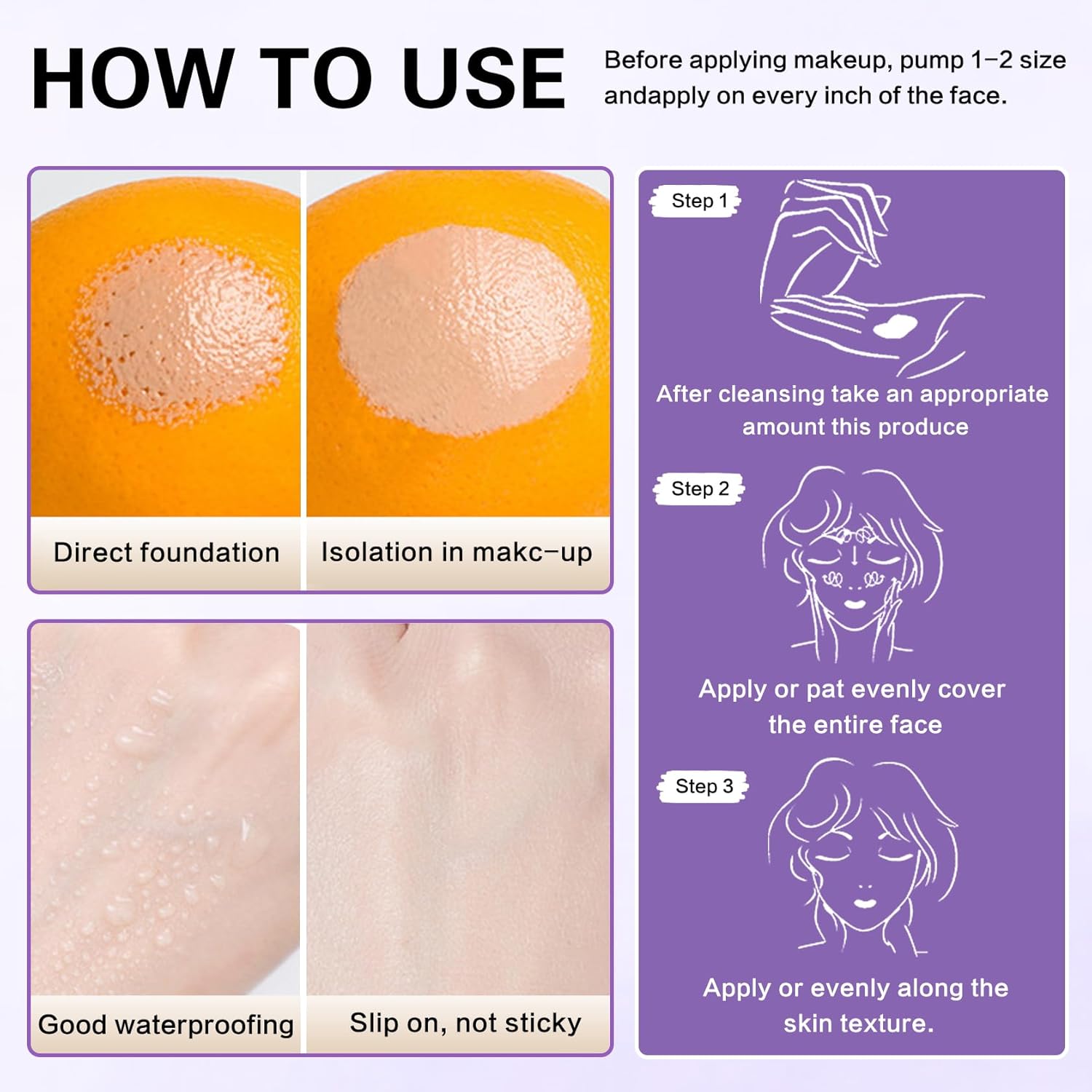 2PCS Color Correcting Primer Face Makeup with Powder Puff,Face Primer with SPF 50,Oil Control Primer Makeup,Hydrates and Moisturizes,Radiance Skin,Protector Solar Para La Cara Con Color