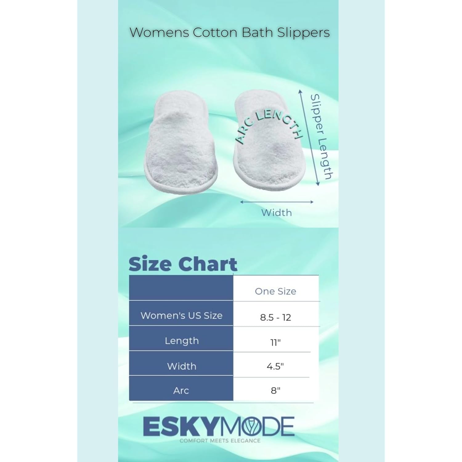 ESKYMODE Womens Cotton Bath Slippers, Terry Cloth Spa Slippers for Women