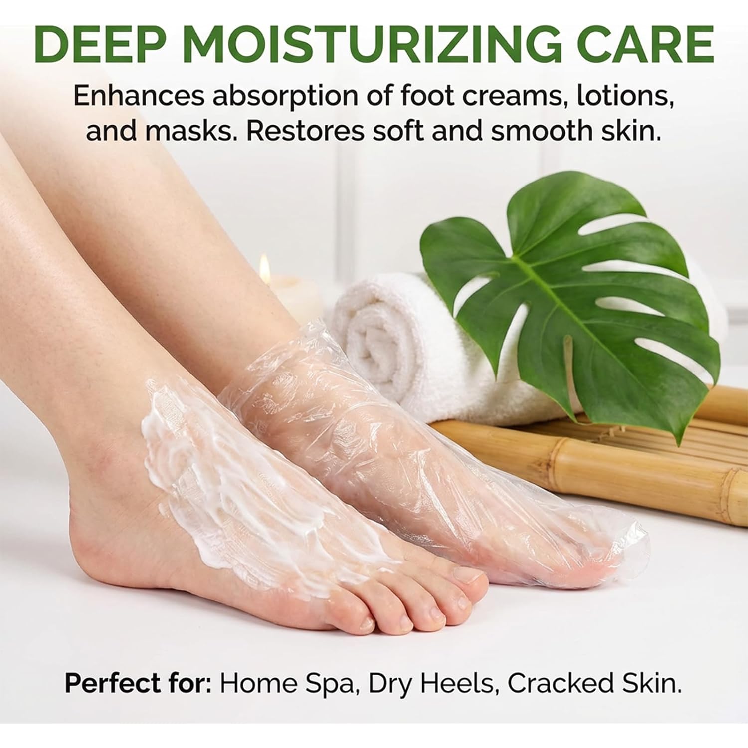 Plastic Foot Covers for Feet - 100pcs Pedicure Liners Disposable Clear Plastic Socks Disposable Foot Covers for Paraffin Bath, Pedicure, Spa, Shoes