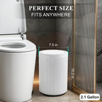 Small Bathroom Trash Can With Lid 2.1 Gallon Plastic Garbage Can White | Sturdy Stylish Decor Trash Bin With Trash Bags Round Wastebasket With Pop-Up Lid For Kitchen Bedroom Office College Dorm