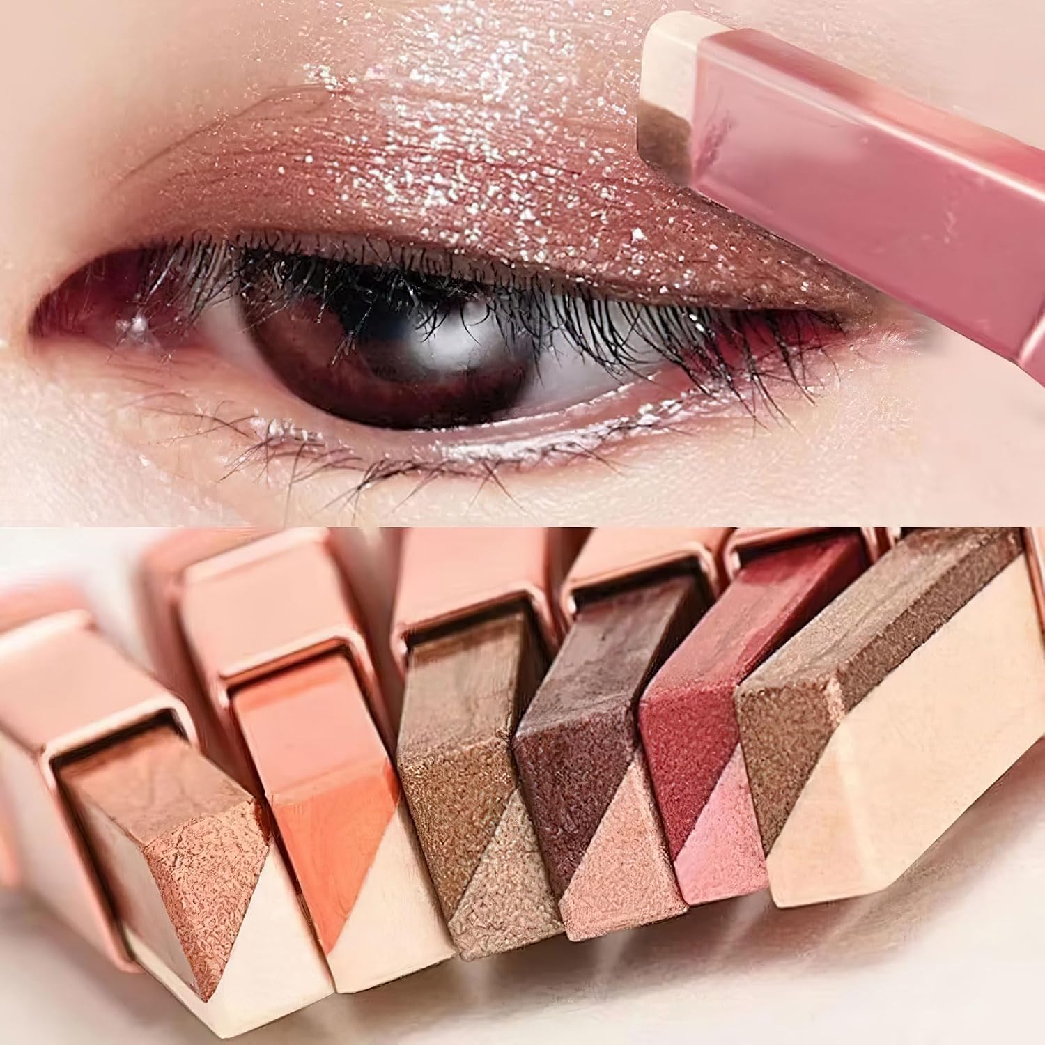 6 Color Eyeshadow Stick Set, Pink, 3 Pcs