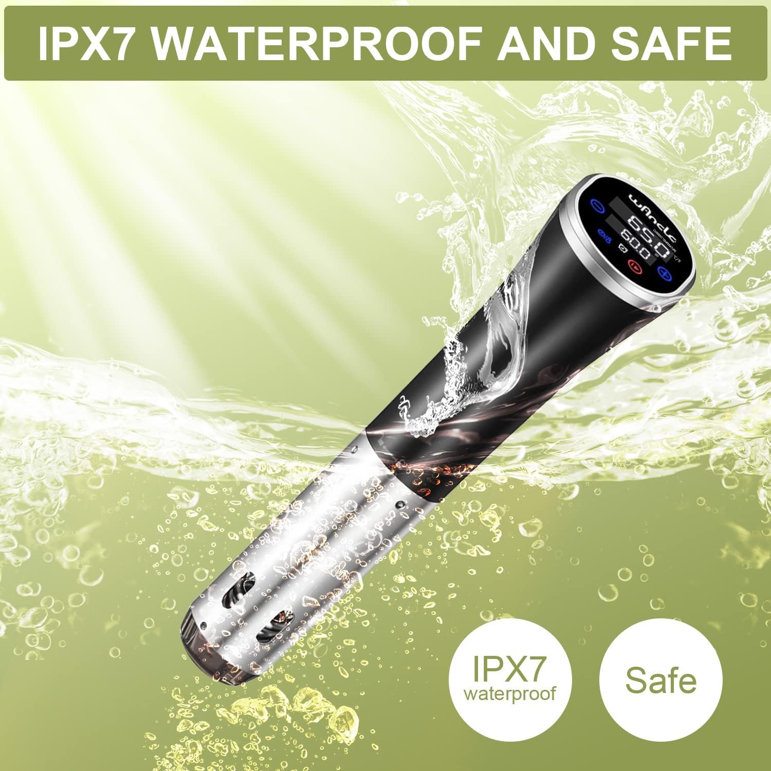 Sous Vide, Wancle Sous Vide Cooker 1100W Ipx7 Waterproof Thermal Immersion Circulator With Reservation Function, Easy To Store