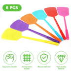 Fly Swatter,Plastic Flyswatters Multi-Pack,6 Bulk Vibrant Colorful Fly Killer,Long Handle Bug Swatter For Indoor And Outdoor