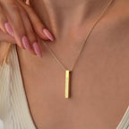 Elosh Customized Elegance 3D Vertical Bar Necklace with Engraved Name Pendant Personalized with your text Custom made