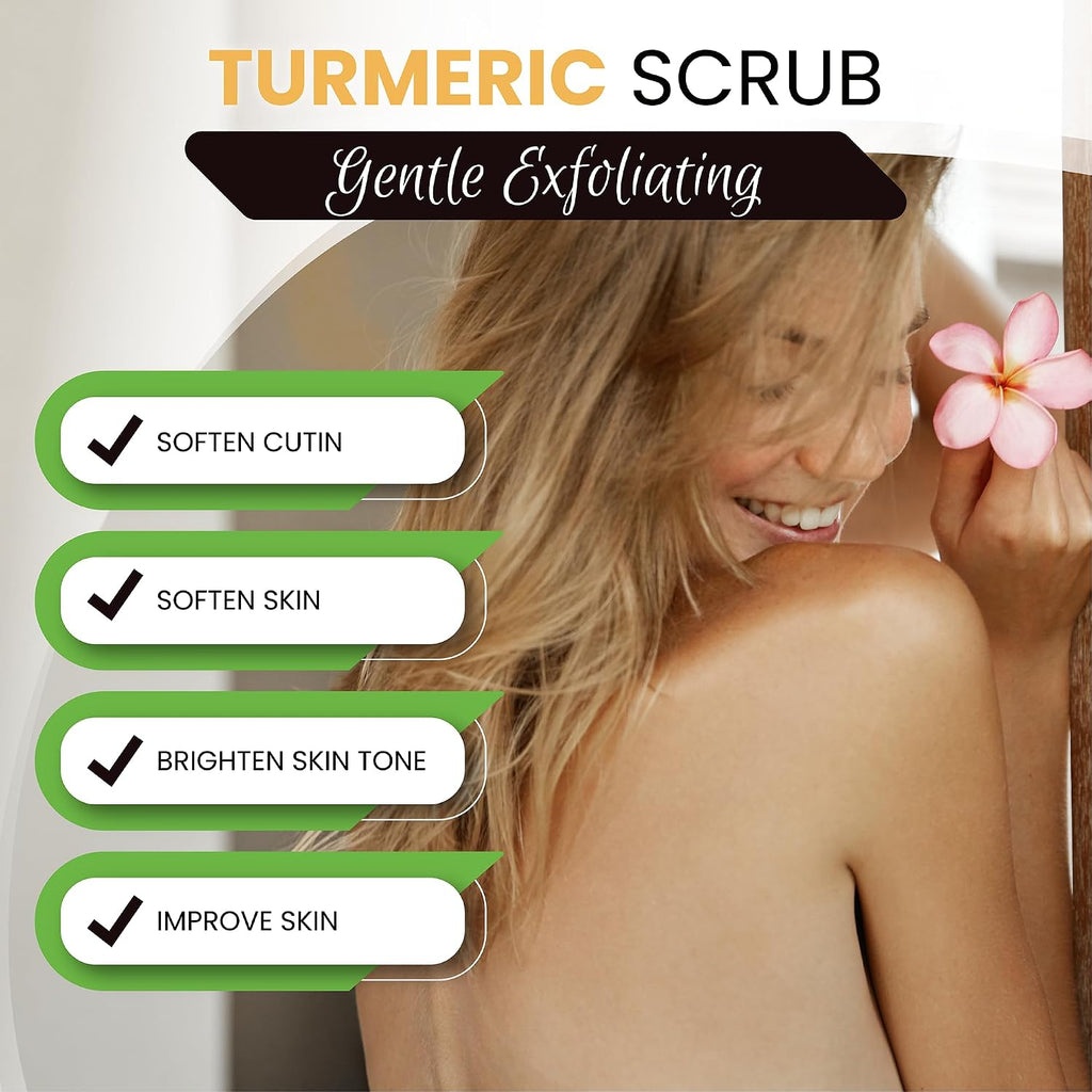 Turmeric Body Scrub, Face & Body Exfoliating Scrub, 7.8 Oz | Weekly Polish Step • Shower Skincare Routine • Soft Refreshed Feel
