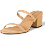 Amazon Essentials Women's Thin Two Strap Chunky Heeled Slide