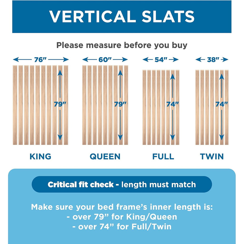 Slatsure Queen Size Bunkie Board – Heavy Duty Vertical Bed Slats & Foldable Wooden Support Board For Sagging Mattress Or Platform Bed Frame, Box Spring Alternative And Replacement