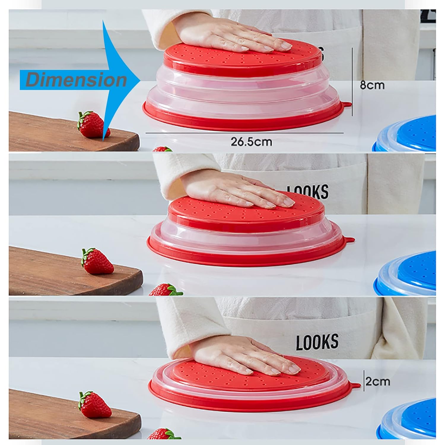 Upgraded Collapsible Microwave Lid, Vented Microwave Splatter Cover, 10.5 inches Plate Cover with Hook Hole, Vegetable Fruit Colander Multi-function Kitchen Gadget, BPA Free, Dishwasher Safe