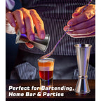 2-Pack Stainless Steel Cocktail Jiggers – Japanese Style Double Measuring Cups For Bartending (1Oz/2Oz + 0.5Oz/1Oz)