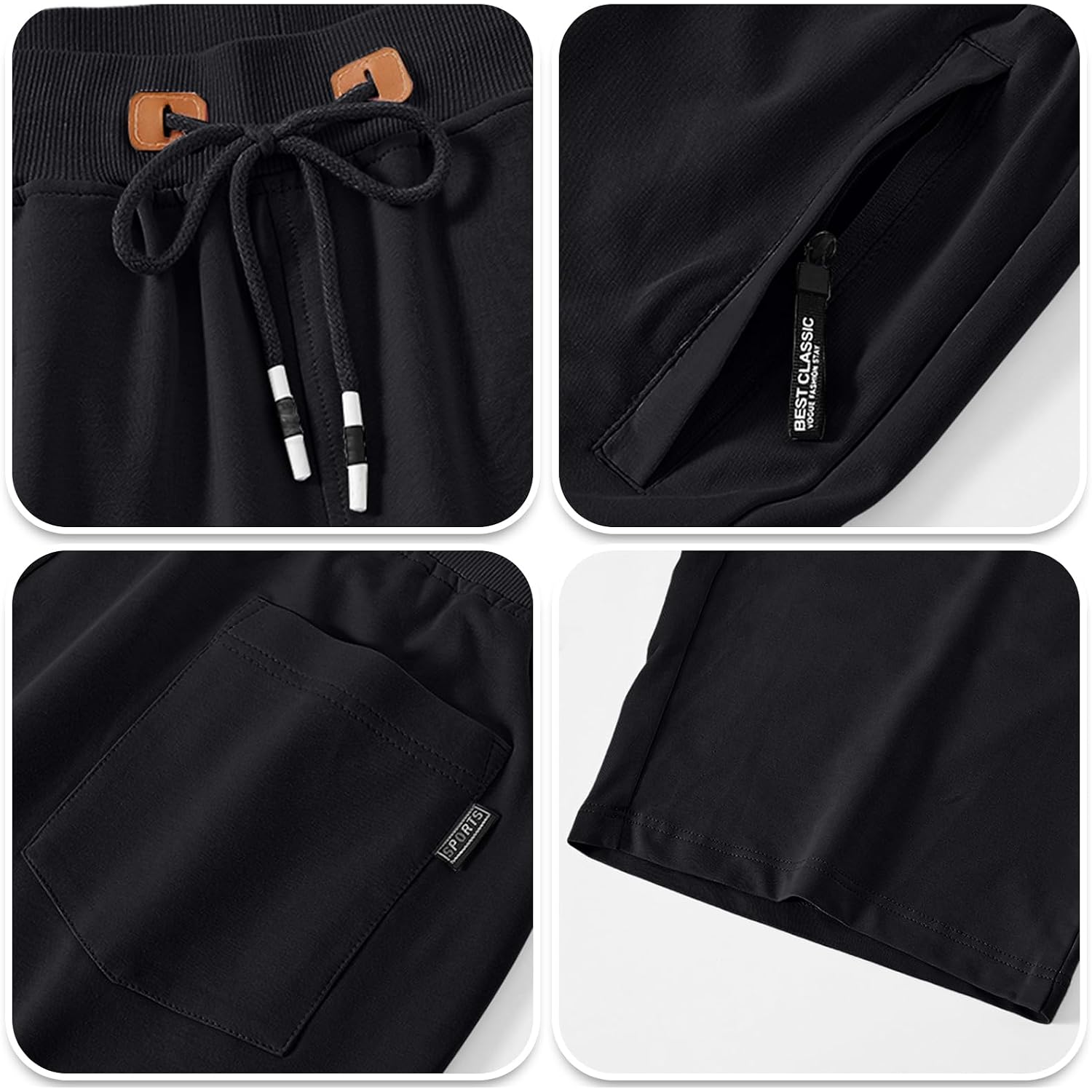 Qpngrp Mens Shorts Casual Drawstring Zipper Pockets Elastic Waist