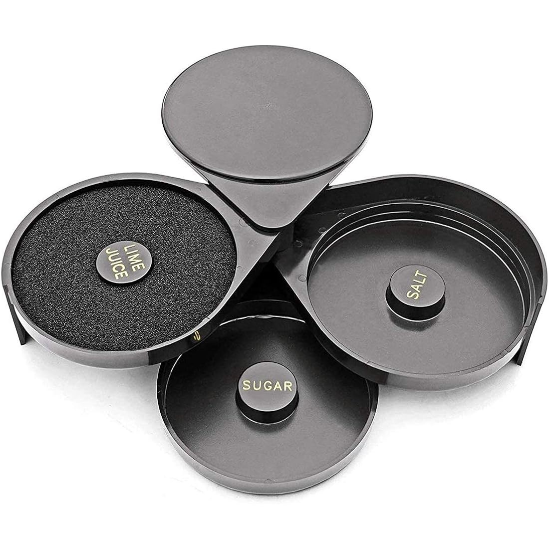 1 Pack 3 Tier Bar Glass Rimmer for Margarita and Cocktail, Bartender Tool,Salt Box Spice Container